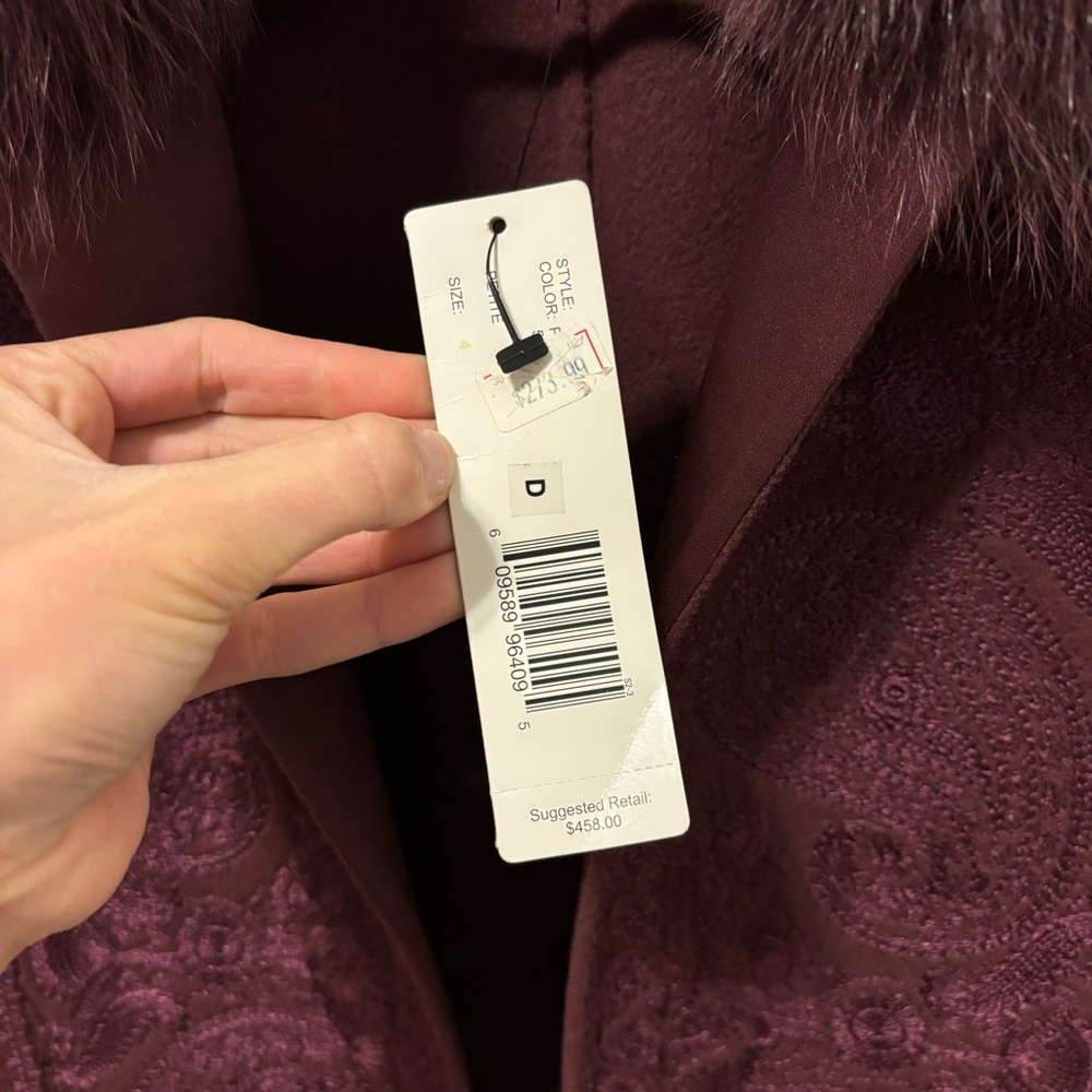 Linda Allard Ellen Tracy Wool Fur Trim Vest NWT - Picture 6 of 6